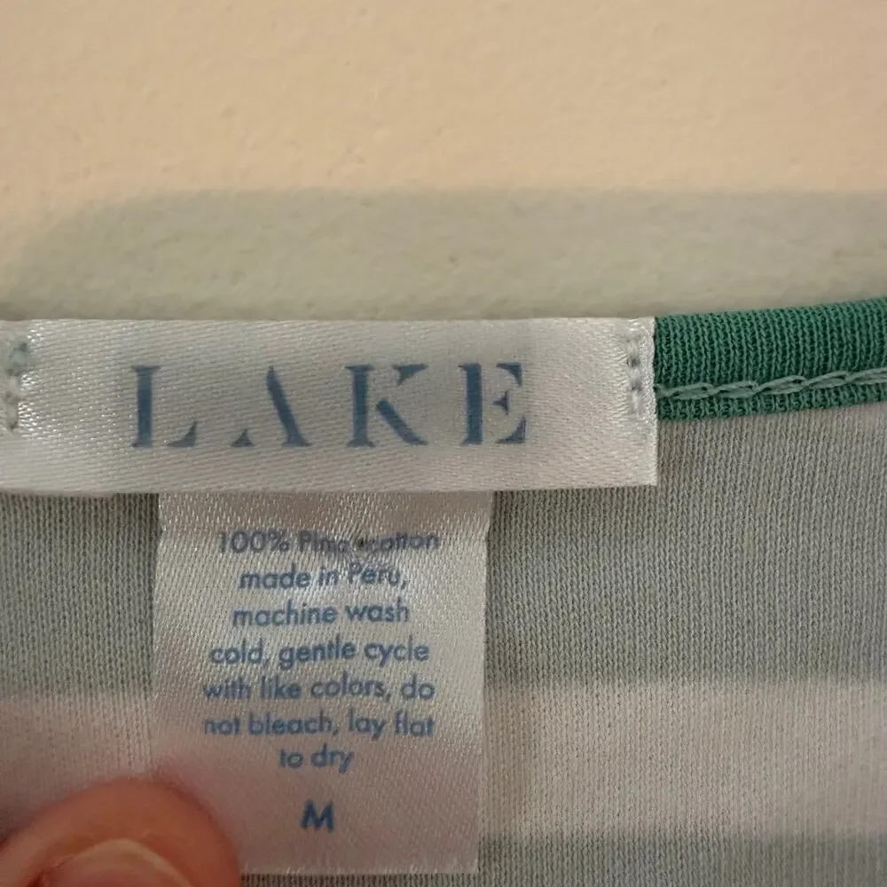 Lake Striped Pajama Set Long Sleeve Top and Pants 100% Pima Cotton Size Medium - Picture 12 of 13